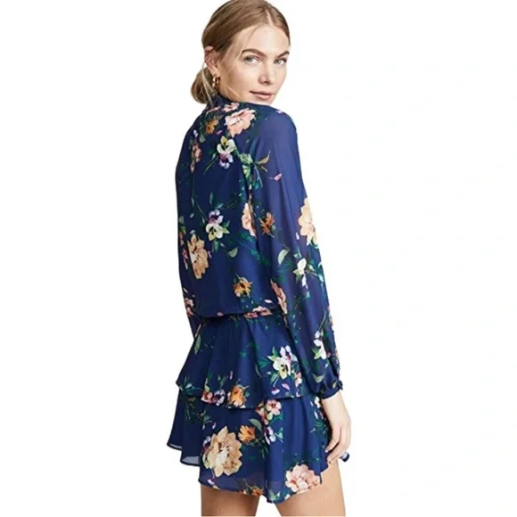 NWOT Yumi Kim Class Act Mini Dress Navy Floral Print Long Sleeve Smocked- XL - Picture 3 of 10